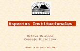Aspectos Institucionales Jueves 19 de junio del 2003 Octava Reunión Consejo Directivo.