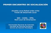 PRIMER ENCUENTRO DE SOCIALIZACIÓN Alcaldía Local Rafael Uribe Uribe Fondo de Desarrollo Local Universidad Nacional de Colombia Facultad de Ciencias Humanas.