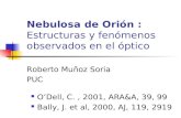 Nebulosa de Orión : Estructuras y fenómenos observados en el óptico