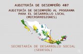 AUDITORÍA DE DESEMPEÑO AL PROGRAMA PARA EL DESARROLLO LOCAL (MICRORREGIONES)