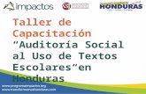 Taller de Capacitación “Auditoría Social  al Uso de Textos Escolares en Honduras”
