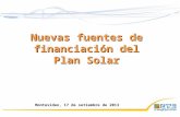 Nuevas fuentes de financiación del Plan Solar