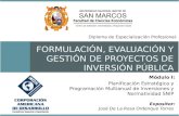 FORMULACIÓN,  EVALUACIÓN  Y GESTIÓN DE PROYECTOS  DE INVERSIÓN  PÚBLICA