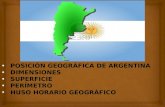 POSICIÓN GEOGRÁFICA DE ARGENTINA DIMENSIONES SUPERFICIE PERÍMETRO HUSO HORARIO GEOGRÁFICO
