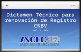 Dictamen Técnico para renovación de Registro CNBV