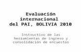 Evaluación internacional  del PAI, BOLIVIA 2010