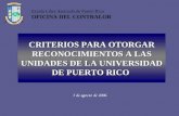 CRITERIOS PARA OTORGAR RECONOCIMIENTOS A LAS UNIDADES DE LA UNIVERSIDAD DE PUERTO RICO