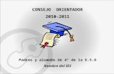 CONSEJO  ORIENTADOR 2010-2011 Padres y alumn@s de 4º de la E.S.O Nombre del IES