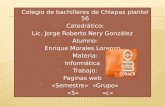 C olegio de bachilleres de Chiapas plantel 56 Catedrático: Lic. Jorge Roberto Nery González