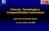 Ciencia, Tecnología y  Competitividad mexicanas José Luis Fernández Zayas 13 de octubre de 2004