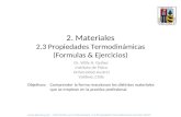 2 . Materiales 2.3 Propiedades Termodinámicas (Formulas & Ejercicios)