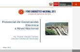 Potencial de  Generación Eléctrica a  Nivel Nacional