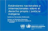 Estándares nacionales e internacionales sobre el derecho propio / justicia indígena