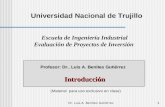 Profesor:  Dr. . Luis A. Benites Gutiérrez  Introducción