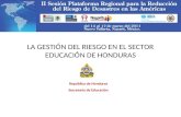 LA GESTIÓN DEL RIESGO EN EL SECTOR EDUCACIÓN DE HONDURAS