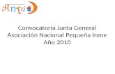Convocatoria Junta General Asociación Nacional Pequeña Irene Año 2010