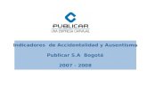 Indicadores  de Accidentalidad y Ausentismo Publicar S.A  Bogotá 2007 - 2008