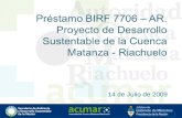 Préstamo  BIRF 7706 – AR.  Proyecto de Desarrollo Sustentable de la Cuenca Matanza - Riachuelo