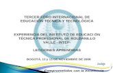TERCER FORO INTERNACIONAL DE EDUCACI Ó N T É CNICA Y TECNOL Ó GICA