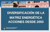 DIVERSIFICACIÓN DE LA MATRIZ ENERGÉTICA ACCIONES DESDE 2003