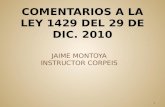 COMENTARIOS A LA LEY 1429 DEL 29 DE DIC. 2010