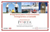 Programa para Inversionistas  Inmigrantes a Canadá Presentado por