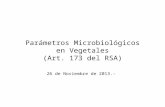 Parámetros Microbiológicos en Vegetales (Art. 173 del RSA)