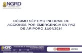 DÉCIMO SÉPTIMO INFORME DE ACCIONES POR EMERGENCIA EN PAZ DE ARIPORO 11/04/2014