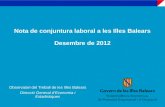 Nota de conjuntura laboral a les Illes Balears Desembre de  2012