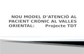 NOU MODEL D’ATENCIÓ AL PACIENT CRÒNIC AL VALLES ORIENTAL:       Projecte TDT