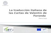 La  traducción  italiana de  las Cartas  de Valentín de  Foronda