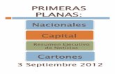 Primeras Planas Nacionales y Cartones 3 Septiembre 2012