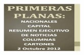 Primeras Planas Nacionales y Cartones 2 Octubre 2012