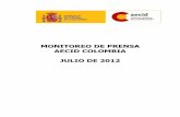 Monitoreo Mensual de Noticias AECID Colombia Julio de 2012.
