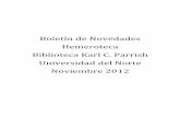 Novedades Hemeroteca :: Noviembre 2012 :: Biblioteca Karl C. Parrish :: Universidad del Norte