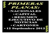 Primeras Planas Nacionales y Cartones 12 Septiembre 2012