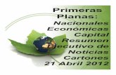 Primeras Planas Nacionales y Cartones 21 Abril 2012