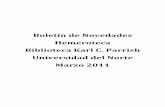 Novedades Hemeroteca :: Marzo 2011 :: Biblioteca Karl C. Parrish :: Universidad del Norte
