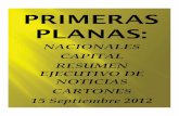 Primeras Planas Nacionales y Cartones 15 Septiembre 2012