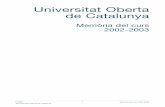 Memòria del curs 2002-2003 de la Universitat Oberta de Catalunya