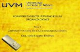 COMPORTAMIENTO HUMANO EN LAS ORGANIZACIONES Tema 2 ADMINISTRACIÓN DE LAS COMUNICACIONES Dra. Icela Lozano Encinas.