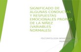 SIGNIFICADO DE ALGUNAS CONDUCTAS Y RESPUESTAS EMOCIONALES PROPIAS DE LA NIÑEZ (VARIABLES NORMALES) PSICOPATOLOGÍA INFANTO-JUVENIL PRIMAVERA 2015.