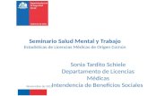 Seminario Salud Mental y Trabajo Estadísticas de Licencias Médicas de Origen Común Sonia Tardito Schiele Departamento de Licencias Médicas Intendencia.