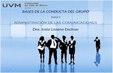 BASES DE LA CONDUCTA DEL GRUPO Tema 2 ADMINISTRACIÓN DE LAS COMUNICACIONES Dra. Icela Lozano Encinas.