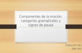 Componentes de la oración, categorías gramaticales y signos de pausa Profesora M. Soto ESPA 3101.