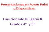 Presentaciones en Power Point o Diapositivas Luis Gonzalo Pulgarín R Grados 4º y 5º.