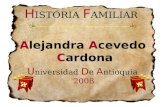 H ISTORIA F AMILIAR Alejandra Acevedo Cardona U niversidad D e A ntioquia 2008.
