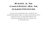 Kant y La Cuestión de La Experiencia