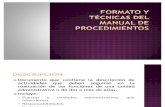 Formato y Técnicas del manual de procedimientos