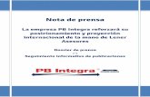 PB Integra reforzará su posicionamiento y proyección internacional de la mano de Lener Asesores